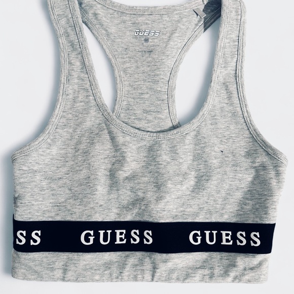 Guess Heather Gray Sports Bra with Black Band - Picture 1 of 3